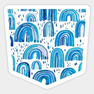 Pocket- watercolor rainbiows blue Sticker